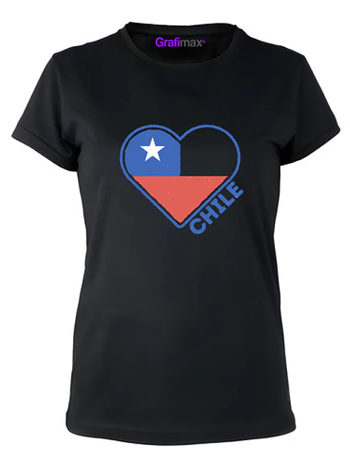 Polera Chile Bandera Corazón Fiestas Patrias Mujer Grafimax 1