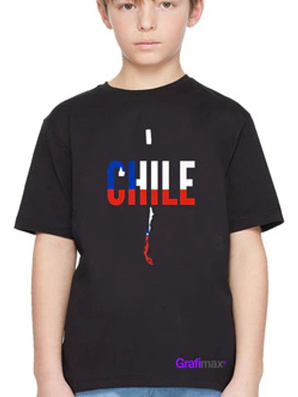 Polera Chile Mapa Fiestas Patrias 18 Niño Colores Grafimax 1