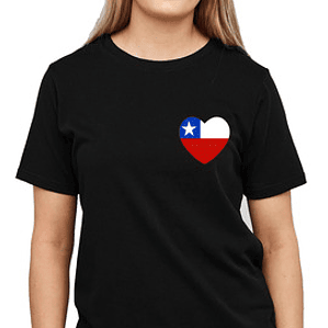 Polera Corazón Chile Insignia Fiestas Patrias Mujer Grafimax