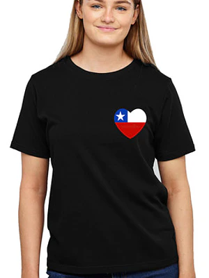 Polera Corazón Chile Insignia Fiestas Patrias Mujer Grafimax