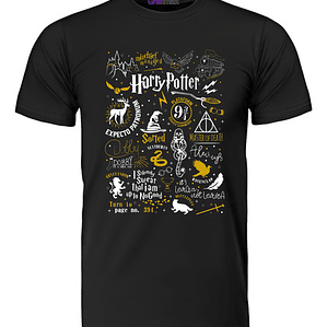 Polera Harry Potter Dorado Símbolos Libro Película Grafimax