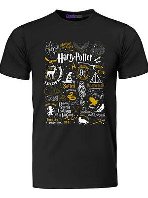 Polera Harry Potter Dorado Símbolos Libro Película Grafimax