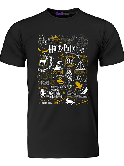 Polera Harry Potter Dorado Símbolos Libro Película Grafimax 1