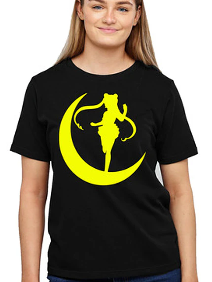 Polera Mujer Sailor Moon Anime Silueta Yellow Grafimax 1