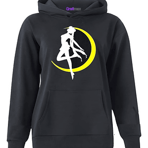 Polerón Mujer Sailor Moon Silueta Anime Negro Grafimax