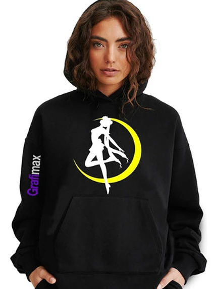 Polerón Mujer Sailor Moon Silueta Anime Negro Grafimax 2