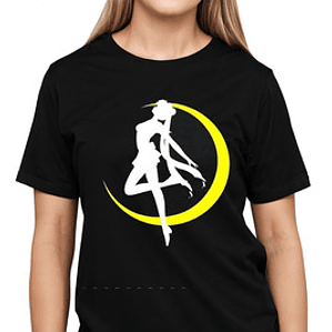 Polera Mujer Sailor Moon Silueta Anime Negra Grafimax