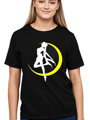 Polera Mujer Sailor Moon Silueta Anime Negra Grafimax