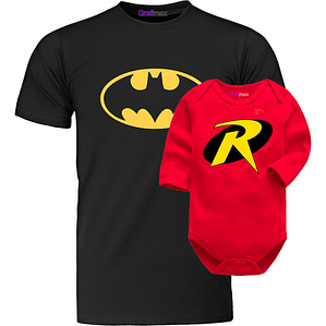 Pack Poleras Papá E Hijo Body Batman Y Robin Grafimax