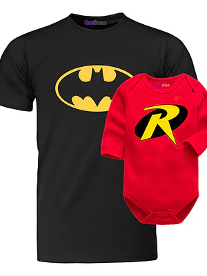 Pack Poleras Papá E Hijo Body Batman Y Robin Grafimax