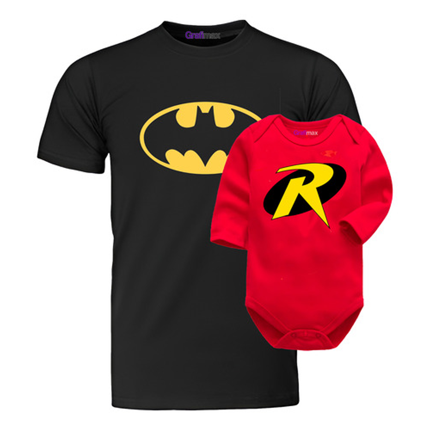 Pack Poleras Papá E Hijo Body  Batman Y Robín Grafimax 5