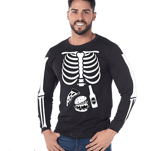 Polera Manga Larga Esqueleto Huesitos Halloween - Grafimax