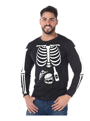 Polera Manga Larga Esqueleto Huesitos Halloween - Grafimax