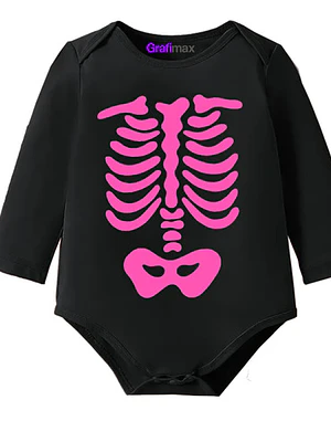 Body Pilucho bebé Halloween Huesitos Rosa Disfraz Grafimax