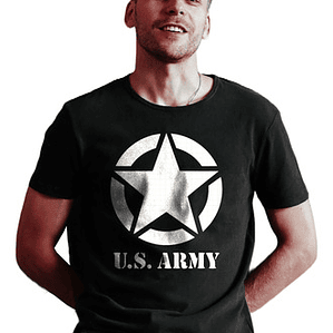 Polera Us Army Negra Militar Grafimax
