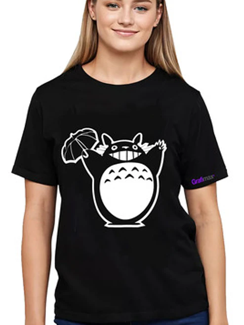 Polera Mujer Oversize Totoro Paraguas Grafimax 1