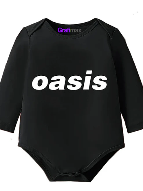 Body bebé Pilucho Oasis Rock Música Negro Grafimax 1