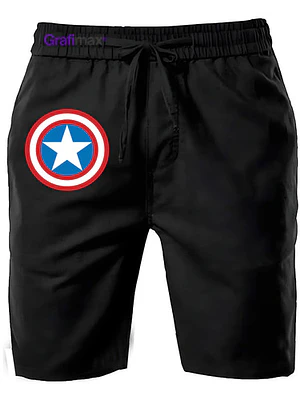 Shorts Pantalón De Buzo Algodón Capitán América Grafimax