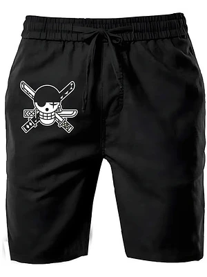 Shorts Pantalón De Buzo Algodón One Piece Skull Grafimax