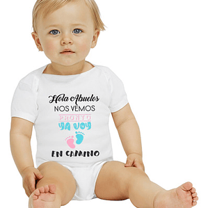 Body Bebé Manga Corta Hola Abuelos Ya Voy En Camino Grafimax