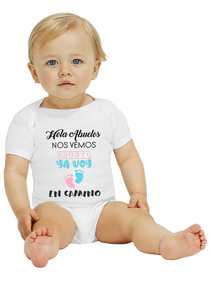 Body Bebé Manga Corta Hola Abuelos Ya Voy En Camino Grafimax