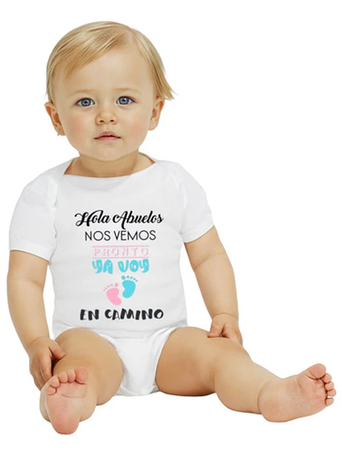 Body Bebé Manga Corta Hola Abuelos Ya Voy En Camino Grafimax 1