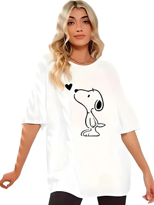 Polera Oversize Snoopy Caricaturas Mujer Grafimax