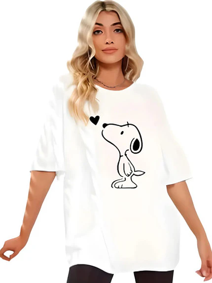 Polera Oversize Snoopy Caricaturas Mujer Grafimax 1