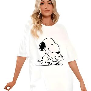 Polera Oversize Snoopy Woodstock Caricaturas Mujer Grafimax