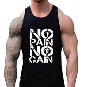 Polera Sin Manga Musculosa Algodón No Pain No Gain Grafimax