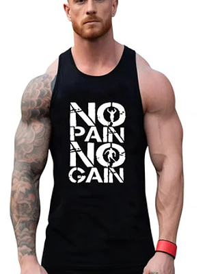 Polera Sin Manga Musculosa Algodón No Pain No Gain Grafimax