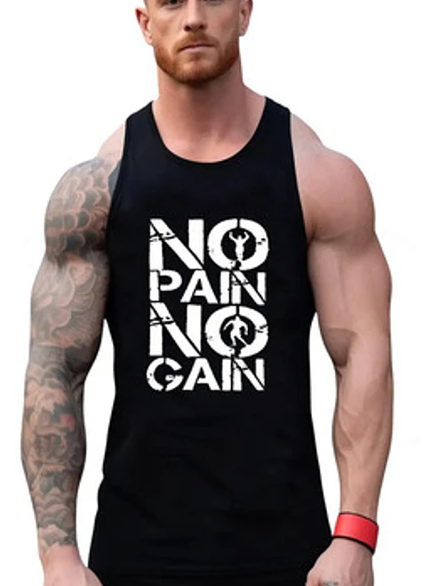 Polera Sin Manga Musculosa Algodón No Pain No Gain Grafimax 1