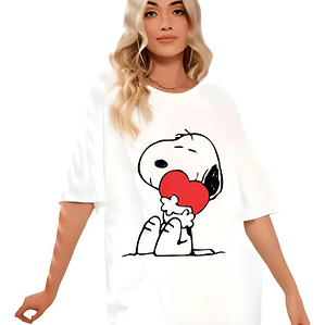 Polera Oversize Snoopy Corazón Caricaturas Mujer Grafimax