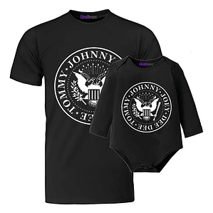Pack Polera Papá E Hijo Rock Metal Ramones Grafimax