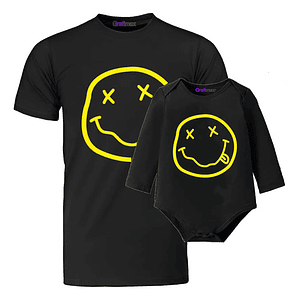 Pack Polera Papá E Hijo Rock Nirvana Logo Smile Grafimax