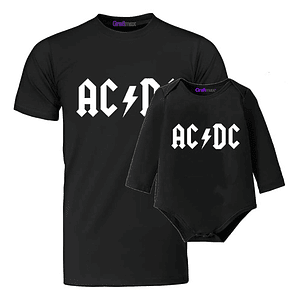 Pack Polera Papá E Hijo Rock Metal Acdc Hombre Niño Grafimax