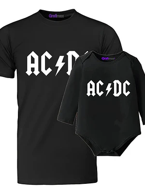 Pack Polera Papá E Hijo Rock Metal Acdc Hombre Niño Grafimax