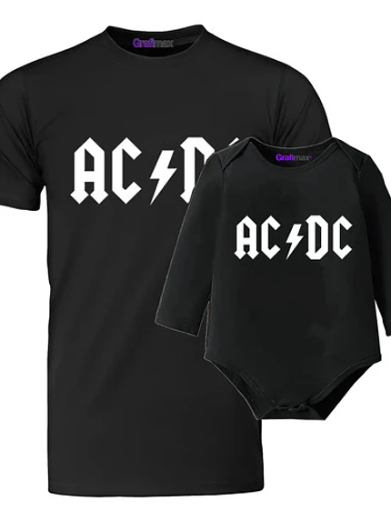 Pack Polera Papá E Hijo Rock Metal Acdc Hombre Niño - Grafimax 1