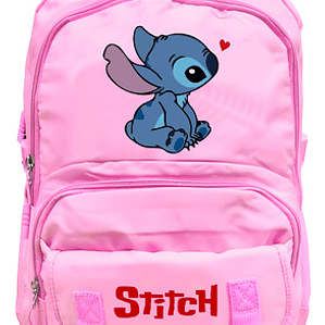 Mochila Stitch Rosada Escolar Compartimientos 30L Grafimax