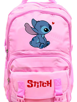 Mochila Stitch Rosada Escolar Compartimientos 30L Grafimax