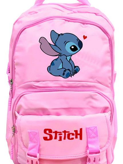Mochila Stitch Rosada Escolar Compartimientos 30L Grafimax 1