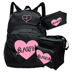 Pack Blackpink Heart Mochila Lonchera Estuche Grafimax