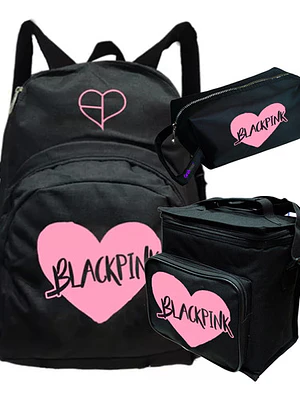 Pack Blackpink Heart Mochila Lonchera Estuche Grafimax
