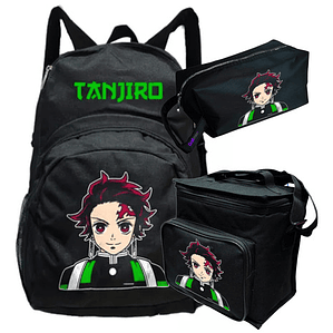 Pack Tanjiro Kimetsu Anime Mochila Lonchera Estuche Grafimax