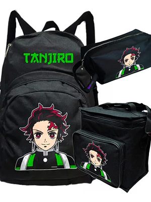 Pack Tanjiro Kimetsu Anime Mochila Lonchera Estuche Grafimax
