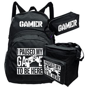 Pack Gamer Paused My Game Mochila Lonchera Estuche Grafimax
