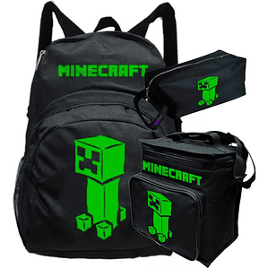 Mochila Creeper Minecraft Pack Lonchera Estuche Grafimax