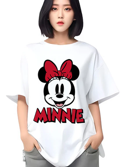 Polera Oversize Minnie Mouse Face Caricaturas Grafimax 1