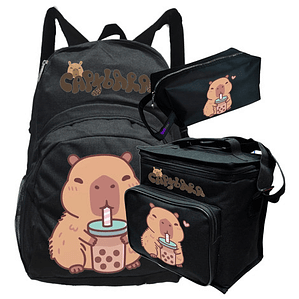 Pack Capibara Diseños Mochila Lonchera Estuche Grafimax