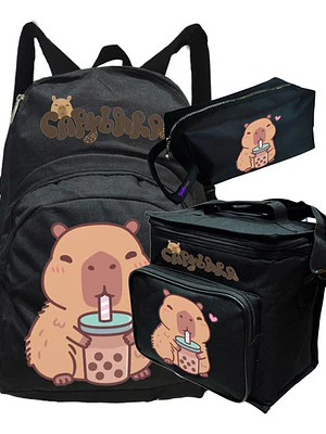 Pack Capibara Diseños Mochila Lonchera Estuche Grafimax